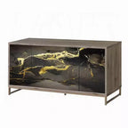 Consolle credenza Royal Hampton, effetto marmo nero, legno marrone 65 pollici