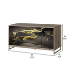 Consolle credenza Royal Hampton, effetto marmo nero, legno marrone 65 pollici