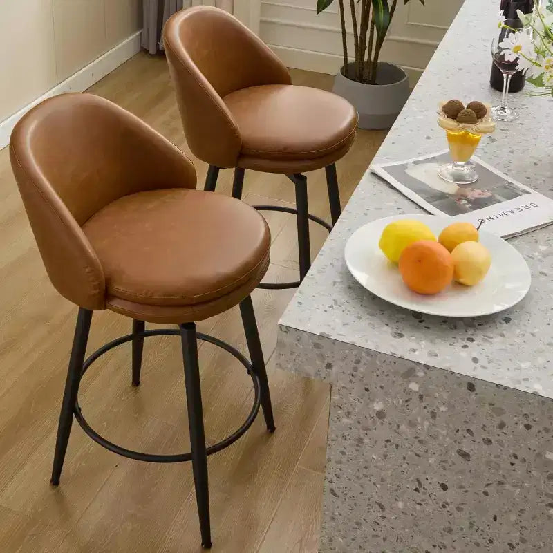 2 Sgabelli da Bar Moderni Rivestiti da 26 Pollici, Sgabelli da Bar Girevoli con Schienale e Gambe in Metallo, Facili da Montare, per Isola Cucina, Sala da Pranzo