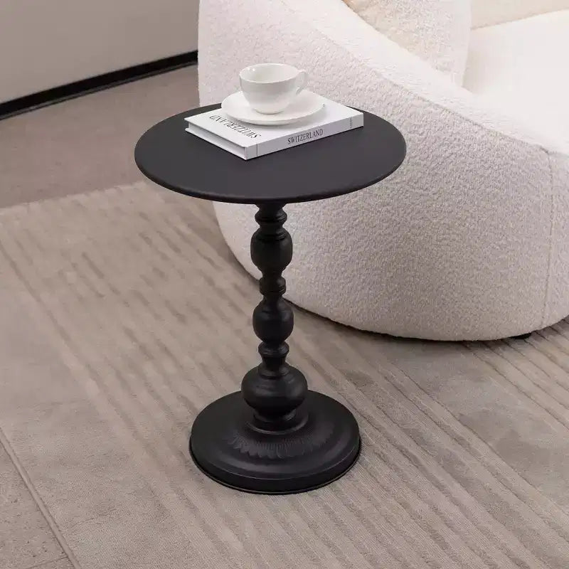 Vintage Round Metal Coffee Table End Table Sofa Bedside Nightstand Small Space Accent