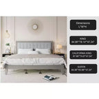 Bellemave Letto a piattaforma Queen imbottito con testiera, struttura del letto a piattaforma imbottita in legno massello per camera da letto, grigio