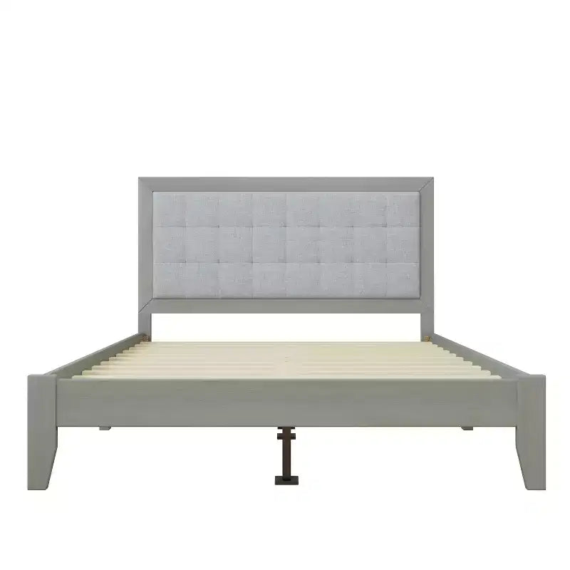 Bellemave Letto a piattaforma Queen imbottito con testiera, struttura del letto a piattaforma imbottita in legno massello per camera da letto, grigio