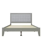 Bellemave Letto a piattaforma Queen imbottito con testiera, struttura del letto a piattaforma imbottita in legno massello per camera da letto, grigio