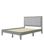 Bellemave Letto a piattaforma Queen imbottito con testiera, struttura del letto a piattaforma imbottita in legno massello per camera da letto, grigio