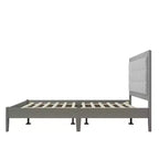 Bellemave Letto a piattaforma Queen imbottito con testiera, struttura del letto a piattaforma imbottita in legno massello per camera da letto, grigio