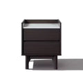 LuxenHome Modern Nightstand with Faux Marble Top, 23 Wenge Black Bediside Table with Drawer Brown