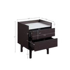 LuxenHome Comodino Moderno con Piano Effetto Marmo, Comodino 23 Wengé Nero con Cassetto Marrone