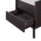 LuxenHome Comodino Moderno con Piano Effetto Marmo, Comodino 23 Wengé Nero con Cassetto Marrone
