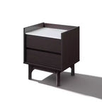 LuxenHome Comodino Moderno con Piano Effetto Marmo, Comodino 23 Wengé Nero con Cassetto Marrone