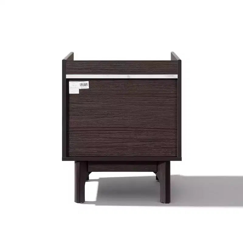 LuxenHome Comodino Moderno con Piano Effetto Marmo, Comodino 23 Wengé Nero con Cassetto Marrone
