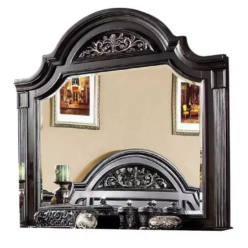 Specchio per comò Royal Hampton, 49 pollici, intagliato floreale, noce marrone in legno massello
