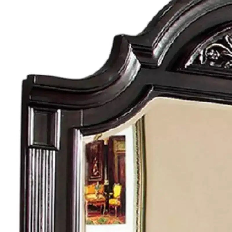 Specchio per comò Royal Hampton, 49 pollici, intagliato floreale, noce marrone in legno massello