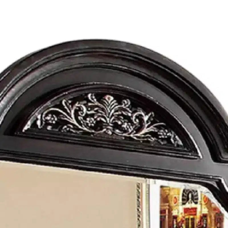 Specchio per comò Royal Hampton, 49 pollici, intagliato floreale, noce marrone in legno massello