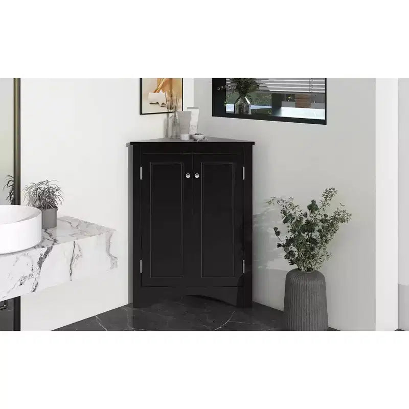 MAYEERTY Mobile da Bagno Angolare Bianco con Ripiani Regolabili Mobiletto a Terra