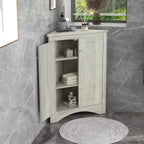 MAYEERTY Mobile da Bagno Angolare Bianco con Ripiani Regolabili Mobiletto a Terra