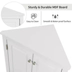 MAYEERTY Mobile da Bagno Angolare Bianco con Ripiani Regolabili Mobiletto a Terra
