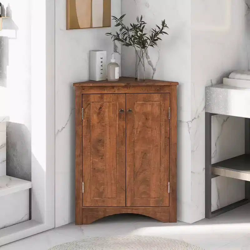 MAYEERTY Mobile da Bagno Angolare Bianco con Ripiani Regolabili Mobiletto a Terra