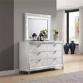 Royal Hampton Dresser Mirror with LED Lights, 47 Inch White Solid Wood Frame