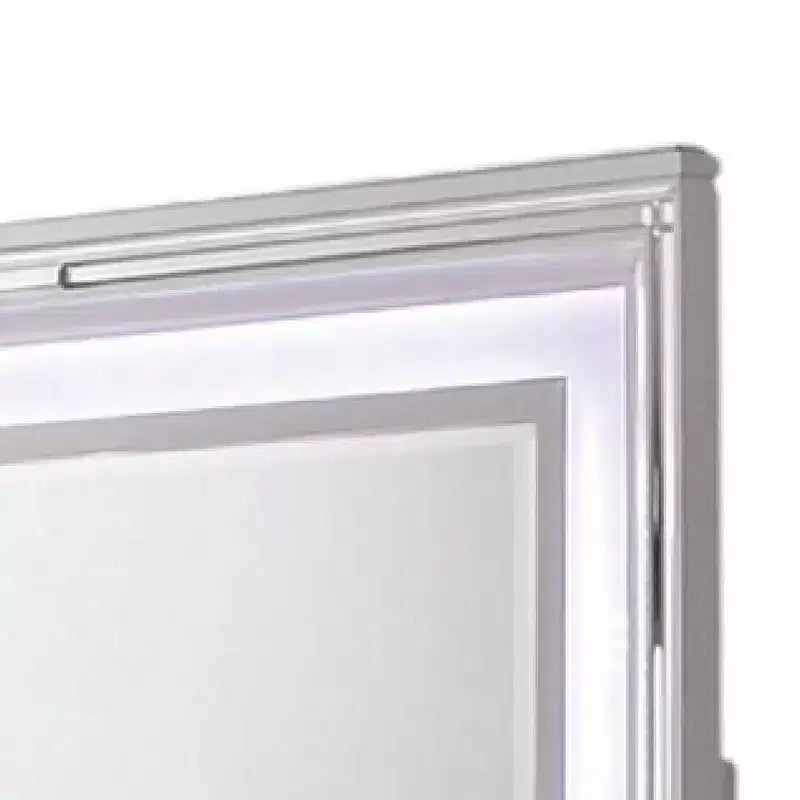 Specchio da comò Royal Hampton con luci LED, cornice in legno massello bianca da 47 pollici