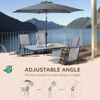Set da 8 pezzi di mobili da giardino con ombrellone da 2,7 m, tavolo e sedie da pranzo per esterni, 6 sedie, parasole inclinabile e a manovella con pulsante