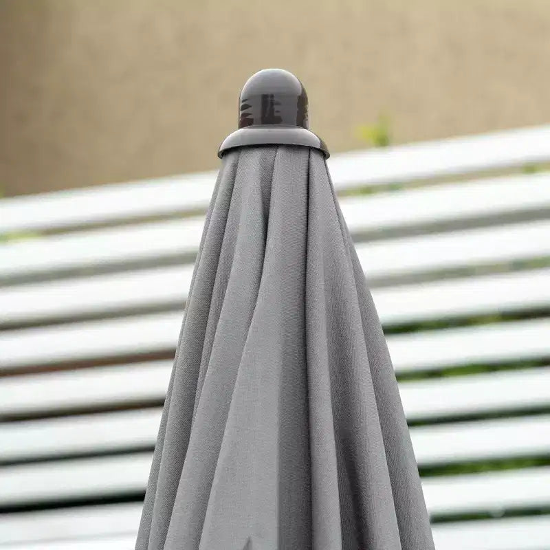 Set da pranzo da patio a 6 pezzi per 4 persone con ombrellone, con 4 sedie pieghevoli e tavolo rotondo in vetro per il giardino