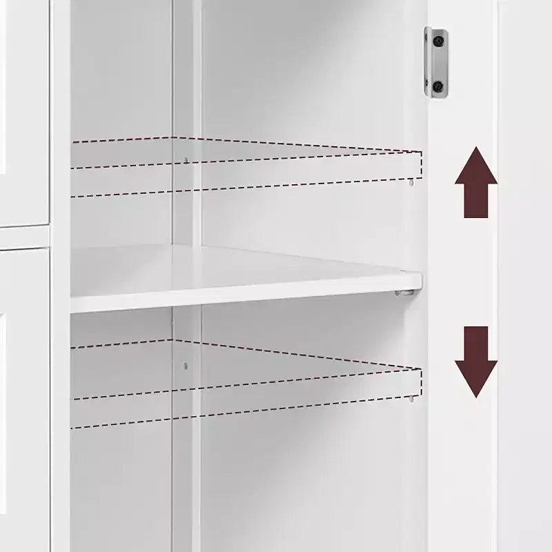 Mobiletto da terra in legno bianco con 4 cassetti e 1 anta, consolle freestanding per ingresso, organizer da bagno