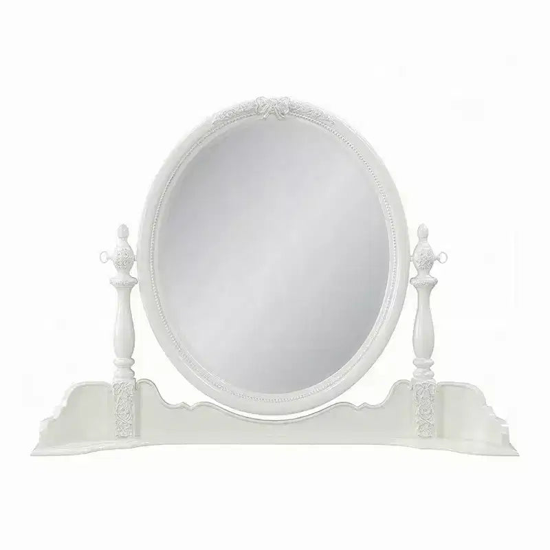 Specchiera con piano da trucco Royal Hampton, 35x48, Legno floreale bianco, Bordo smussato