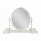 Specchiera con piano da trucco Royal Hampton, 35x48, Legno floreale bianco, Bordo smussato