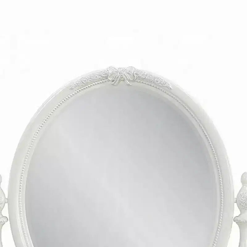Specchiera con piano da trucco Royal Hampton, 35x48, Legno floreale bianco, Bordo smussato