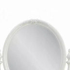 Specchiera con piano da trucco Royal Hampton, 35x48, Legno floreale bianco, Bordo smussato