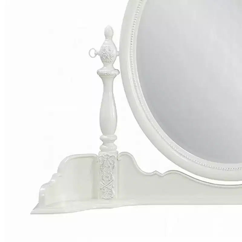 Specchiera con piano da trucco Royal Hampton, 35x48, Legno floreale bianco, Bordo smussato
