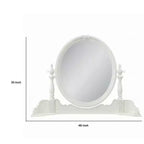 Specchiera con piano da trucco Royal Hampton, 35x48, Legno floreale bianco, Bordo smussato