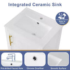 MAYEERTY 20 Mobile Bagno con Lavabo Anta con Chiusura Ammortizzata Ripiano Portaoggetti Ripiano Aperto Bianco