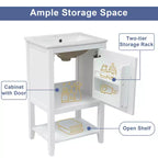 MAYEERTY 20 Mobile Bagno con Lavabo Anta con Chiusura Ammortizzata Ripiano Portaoggetti Ripiano Aperto Bianco