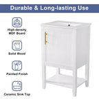 MAYEERTY 20 Mobile Bagno con Lavabo Anta con Chiusura Ammortizzata Ripiano Portaoggetti Ripiano Aperto Bianco