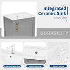 MAYEERTY 20 Mobile Bagno con Lavabo Anta con Chiusura Ammortizzata Ripiano Portaoggetti Ripiano Aperto Bianco