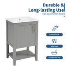 MAYEERTY 20 Mobile Bagno con Lavabo Anta con Chiusura Ammortizzata Ripiano Portaoggetti Ripiano Aperto Bianco