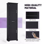 MAYEERTY Mobile Alto da Bagno a 2 Ante con Ripiani Regolabili Ripiano sulla Porta in MDF Verniciato Nero