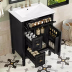MAYEERTY Mobile Lavabo da Bagno da 50 cm con Lavello, Anta con Chiusura Ammortizzata, Ripiano Portaoggetti, Cassetto, Grigio