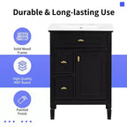 MAYEERTY Mobile Lavabo da Bagno da 50 cm con Lavello, Anta con Chiusura Ammortizzata, Ripiano Portaoggetti, Cassetto, Grigio