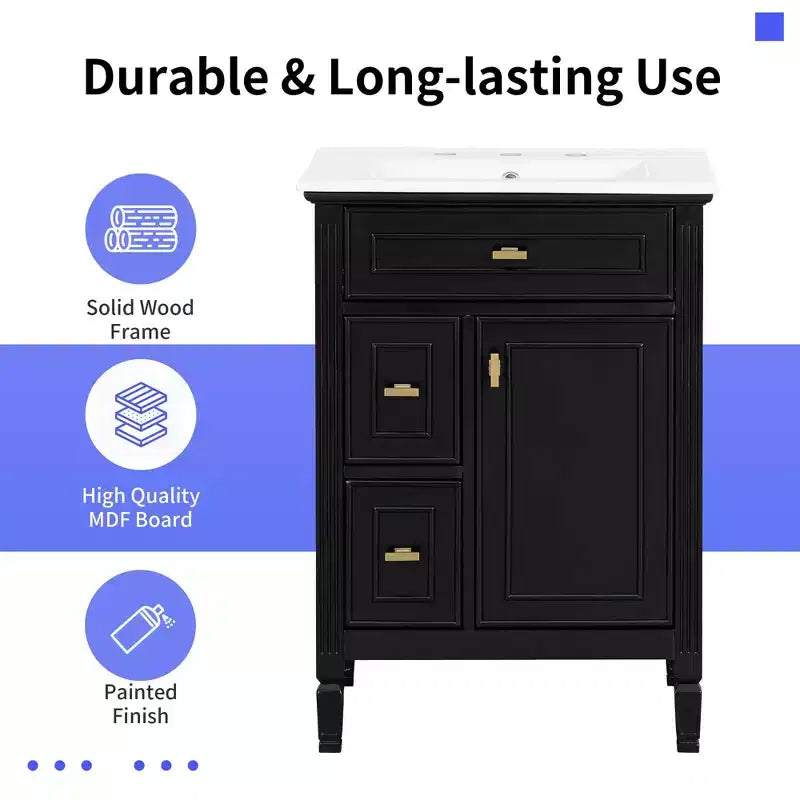 MAYEERTY Mobile Lavabo da Bagno da 50 cm con Lavello, Anta con Chiusura Ammortizzata, Ripiano Portaoggetti, Cassetto, Grigio