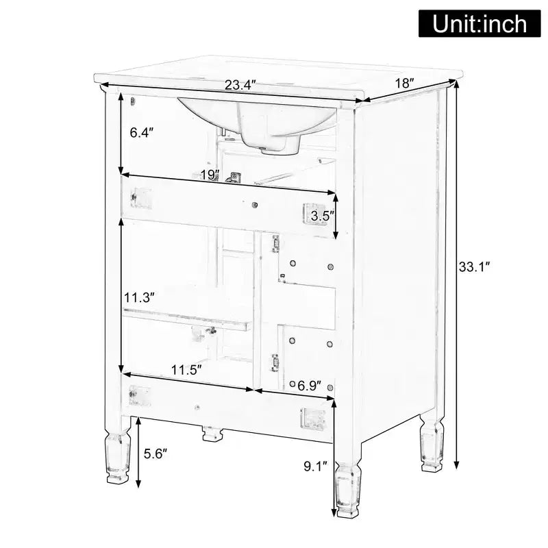MAYEERTY Mobile Lavabo da Bagno da 50 cm con Lavello, Anta con Chiusura Ammortizzata, Ripiano Portaoggetti, Cassetto, Grigio