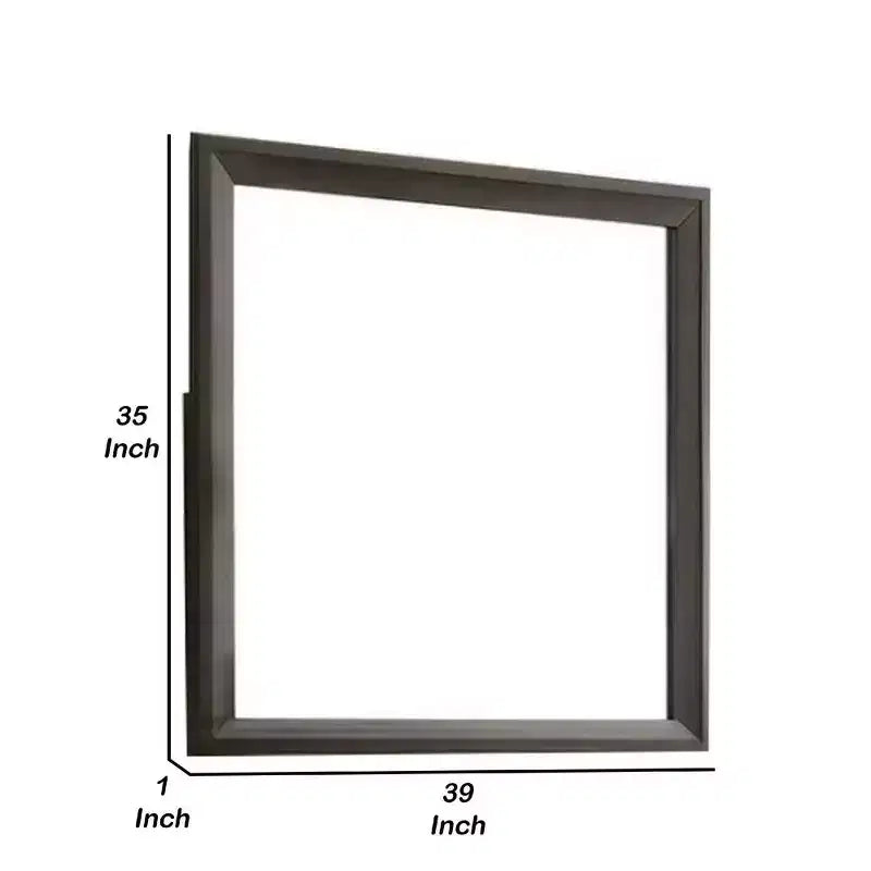 Specchio cassettiera Royal Hampton, cornice smussata da 35 pollici, legno marrone
