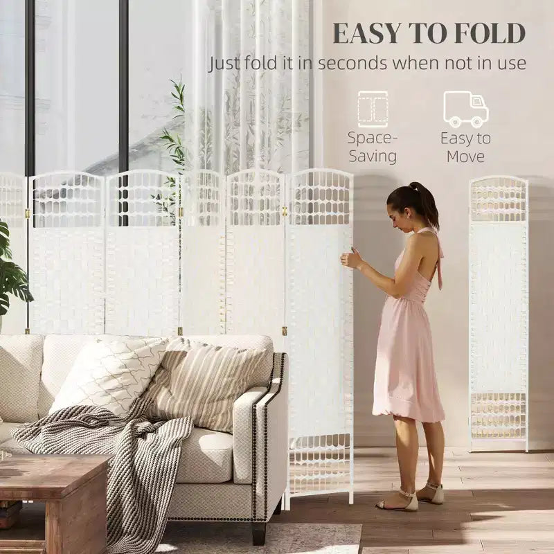 Divisorio pieghevole a 8 pannelli, schermo portatile per la privacy, divisorio per ambienti in fibra ondulata per ufficio domestico