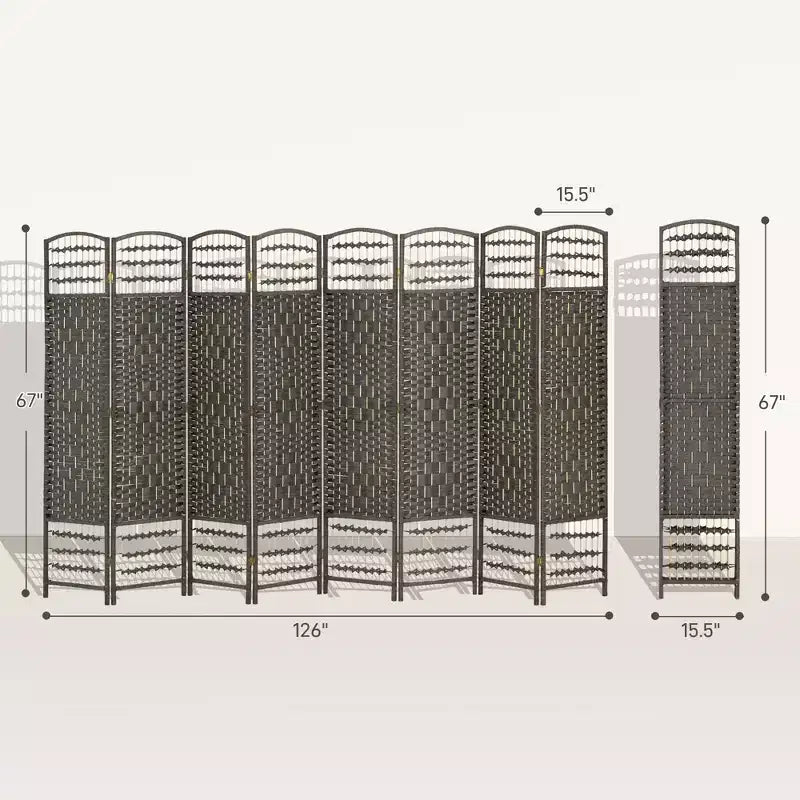 Divisorio pieghevole a 8 pannelli, schermo portatile per la privacy, divisorio per ambienti in fibra ondulata per ufficio domestico