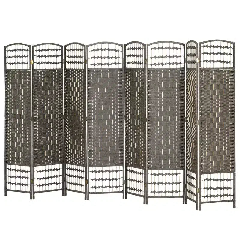 8 Panel Folding Room Divider Portable Privacy Screen Wave Fiber Room Partition for Home Office