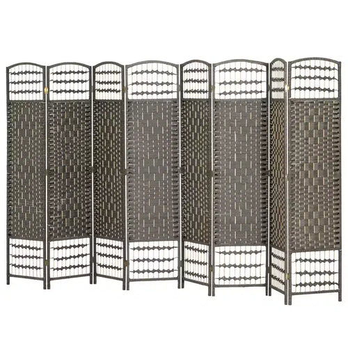 8 Panel Folding Room Divider Portable Privacy Screen Wave Fiber Room Partition for Home Office