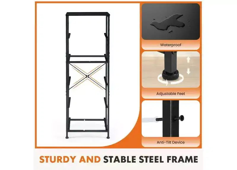 Cassettiera in tessuto a 5 cassetti JIONJOY - Struttura in metallo, parte superiore in legno, mobile TV per riporre vestiti (soggiorno, corridoio, ingresso)