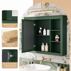 MAYEERTY 27.5 Mobiletto dei Medicinali, Mobiletto da Bagno da Parete con Specchio 6 Ripiani Aperti Moderno Verde