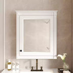 MAYEERTY 27 Wall Mounted Bathroom Storage Cabinet with Mirror Medicine Cabinet with Height Adjustable Shelf White